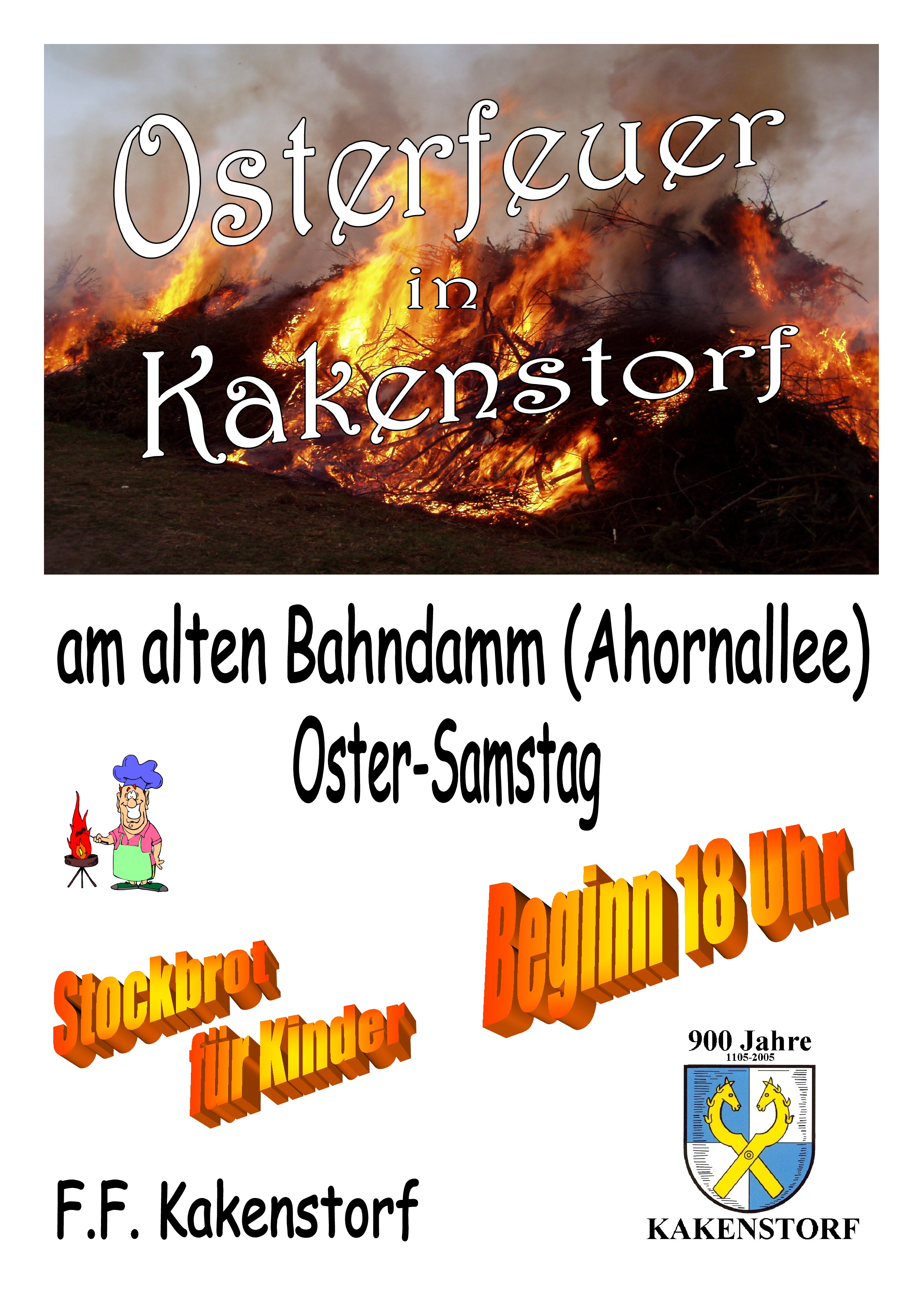 Osterfeuer Plakat DIN A4 mit Feuer